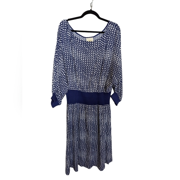 Maeve Blue and White Midi Dress - Picture 3 of 9